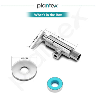 Plantex Angle Valve for Bathroom/Pure Brass Quarter Turn Angle Cocke for Bathroom with Brass Wall Flange and Teflon Tape - (LEA-705, Chrome)