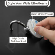 Plantex Wall Hanging Hook/Bath Towel Hook/Self Adhesive Round Robe Hooks for Kitchen/Bathroom/Stylish Home Decor Items - Pack of 2 (Chrome)