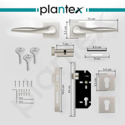 Plantex Premium Main Door Lock Set with 3 Years Warranty - Mortise Lock for Home (PT-002- Satin)