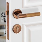 Plantex Premium Door Lock with 3 Years of Warranty - Main Door Lock Set (PVD Rose Gold & Wood Finish)