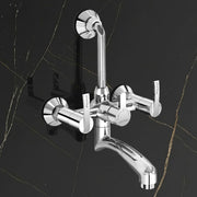 Plantex Wall Mixer for Bathroom 2 In 1 with Overhead Shower Provision and Long Bend Pipe/Mixer Tap for Bathroom with Water Saving Nozzle-7 Year Warranty (AQ-1418-Mirror Chrome)