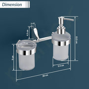 Plantex Smooth Brass 2in1 Glass Tumbler Holder with Handwash Dispenser - Multiuse (UN-1739)