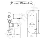 Plantex 3 Way Thermostatic Shower Diverter/Pure Brass Concealed & Exposed 3-Outlet Mixer Valve Body/Multi-Function Bathroom Diverter with Button Control - Chrome (TSP-095A)