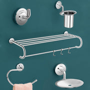 Plantex 304 Grade Stainless Steel Bathroom Accessories Set of 5 - Towel Stand/Napking Holder/Soap Holder/Toothbrush Hanger/Robe Hanger - Daizy (Chrome)