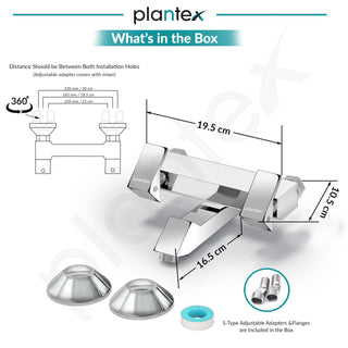 Plantex PRI-316 Pure Brass Non Telephonic Wall Mixer with Water Saving Technology Tap/Mixer Tap for with Brass Wall Flange and Teflon Tape-7 Year Warranty (Chrome)