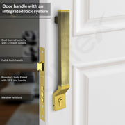 Plantex 15 Inch Door Handle with Lock/Stainless Steel Handle Set for Home/Office/Door Accessories - Pack of 1 (Brass Antique & Gold)