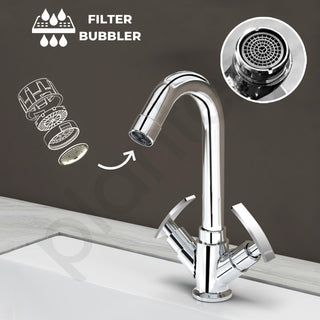 Plantex Wash Basin Tap with High Arch 360° Swivel Spout/Basin Mixer Tap with Water-Saving Aerator with Teflon Tape-(SMR-1260-Chrome)
