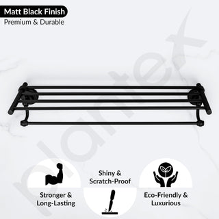 Plantex 304 Grade Stainless Steel 24 inch Towel Rack for Bathroom/Towel Stand/Hanger/Bathroom Accessories - Skyllo (Black)