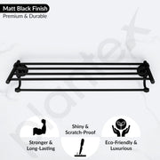 Plantex 304 Grade Stainless Steel 24 inch Towel Rack for Bathroom/Towel Stand/Hanger/Bathroom Accessories - Skyllo (Black)
