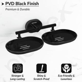 Plantex J4 Stainless Steel Double Soap Dish for Bathroom/Soap Holder for Bathroom/Wall Mounted Soap Holder/Bathroom Accessories (PVD Black Finish) Onix