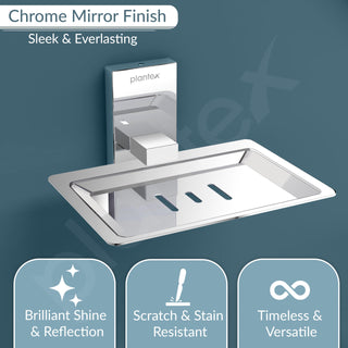 Plantex 304 Grade Stainless Steel Soap Dish Stand for Bathroom & Kitchen/Soap Dish/Bathroom Accessories - Iris (Chrome)