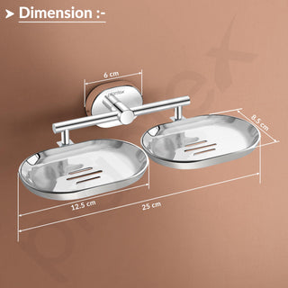 Plantex J4 Stainless Steel Double Soap Dish for Bathroom/Soap Holder for Bathroom/Wall Mounted Soap Holder/Bathroom Accessories (Chrome Finish) Onix