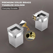 Plantex Tumbler Holder For Bathroom/Pure Brass Toothbrush Holder/Toothpaste/Razor Holder/ Bathroom Accessories - Pack of 1 (APS-ASC-03, Chrome)
