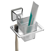 Plantex 304 Grade Stainless Steel Tooth Brush Holder/ABS Tumbler Holder/Tumbler Stand/Bathroom Accessories - Squaro (Chrome)