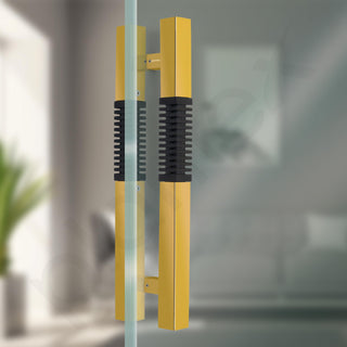 Plantex Door Handle/Stainless Steel Handle for Main Door/12 Inch Pull-Push Handle for Home/Office/Hotel - Pack of 1 (Gold and Black) - 3 Years Warranty