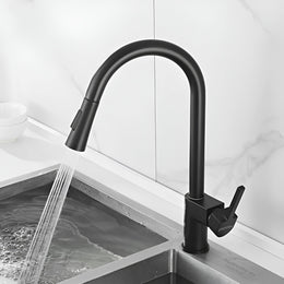 Plantex Brass Kitchen Sink Faucet/Kitchen Mixer Tap with Water Saving Nozzle and 360Ãƒâ€šÃ‚Â° Swivel Spout/Hot and Cold Kitchen Faucet/Dual Spray Modes-(Black)