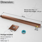 Plantex 21-Inch Shower Arm for Overhead Shower/Stainless Steel Shower Pipe/Wall Mount Bathroom Fitting with Â½-Inch Thread - Pack of 1 (Rose Gold)