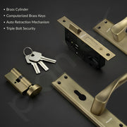 Plantex Main Door Lock Handle Set - Heavy-Duty Door Lock Set/6-Lever Lock Mechanism with 3 Years of Warranty by plantex/Mortise Lock with 3 Keys,Lock Body & Cylinder (PTP-01, Brass Antique)