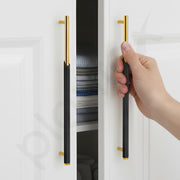 Plantex Stainless Steel & Aluminium Cabinet Handle/288mm Wardrobe Door Handle/Cupboard Pull-Push Handles for Home/Office - Pack of 2 (Black & Gold)