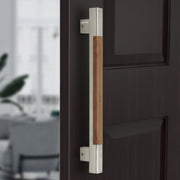 Plantex Main Door Handle/15 Inch Main Door Handle/Glass Door Handle/Wooden Door Handle/Pull-Push Door Handle/Door Accessories - Pack of 1 (S-604-Satin and Wood) - 3 Years Warranty