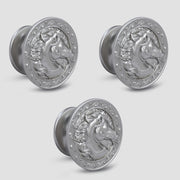 Plantex Horse Face Knobs for Drawer | Kitchen Cabinet Pulls and Handles - Round Drawer Knobs - Pack of 3 Pieces (Silver)