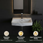 Plantex Platinum Ceramic Rectangular Wall Hung Basin/Washbasin for Bathroom/Wall Mounted Wash Basin/Sink for Living Room with 10 Years Glaze Warranty by Plantex(Glossy White - 20 x 15 x 8 Inch)