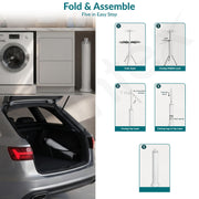 Plantex Cloth Stand for Home/Foldable Rotating Cloth Drying Rack/360° Cloth Stand with Lockable Wheel/Indoor & Outdoor Cloth Hanger - Pack of 1 (White)