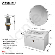 Plantex Unbrekable Plywood Vanity Set for Bathroom/Wall Mount Wash Basin with Cabinet Full Set/Bathroom Organizer with Mirror, Coupling & Cabinet Motion Sensor Light (NZBC - 38)