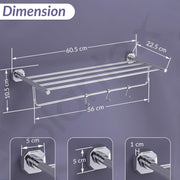 Plantex 304 Grade Stainless Steel Towel Rack with Hooks/Bathroom Towel Rod/Towel Hanger/Bathroom Accessories - Nipron (24-inch) Chrome