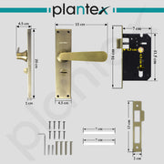 Plantex Stainless Steel Door Lock Ã¢â‚¬â€œ Bathroom Door Lock/Mortise 8inch Keyless Plate Handle Set for Home/Bathroom/Storeroom/Balcony/Office - Pack of 1 (DTM-659, Brass Antique)