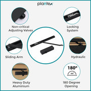 Plantex Automatic Hydraulic Pelmet Arm Door Closer with Double Speed for Heavy Doors at Home/Office/Hotel Wide 180 Degree Opening Sliding Arm Closer (Capacity-120 Kg,Black)(ISO 9001 Certified)