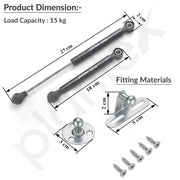 Plantex 10 Inch Hydraulic Gas Spring Stay Strut Pneumatic Lift Support/Cabinet Hinges Support/Capacity 15 KGS (150 N) - Pair of 1 (2 Pcs) (Silver)