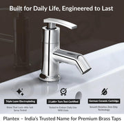 Plantex Pure Brass Pillar Tap for Wash Basin with Water Saving Aerator/Tabletop Basin Tap/7 Year Warranty (COL-1003-Mirror Chrome)