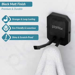 Plantex 304 Grade Stainless Steel Robe Hook for Bathroom/Cloth-Towel Hanger/Hooks for Wall/Bathroom Accessories - Cute (Black)