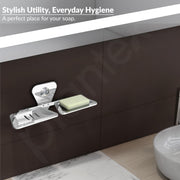 Plantex Stainless Steel Chrome Finish Double Soap Dish Stand for Bathroom/wall mounted soap holder - Bathroom Accessories