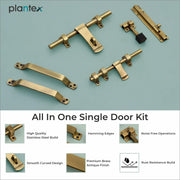 Plantex Stainless Steel Door Kit for Single Door/Door Hardware/Door Accessories (10 inch Al-drop,8 inch Latch, 8 inch 2 Handles,7 inch Tower Bolt and 4 inch Door Stopper) - (DK-02-Brass Antique)