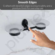 Plantex 304 Grade Stainless Steel Double Soap Holder/Dish/Stand for Bathroom and Wash Basin/Bathroom Accessories - Oreva (Black)