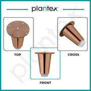 Plantex 3 Inch Sofa Legs for Bed Furniture/Sofa Legs for Table/Sofa Support Legs with Rubber Grip (Rose Gold, 6 Pcs)
