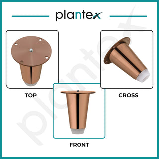 Plantex 3 Inch Sofa Legs for Bed Furniture/Sofa Legs for Table/Sofa Support Legs with Rubber Grip (Rose Gold, 8 Pcs)
