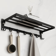 Plantex Stainless Steel Folding Towel Rack/Towel Holder/Towel Bar/24 Inch Towel Stand for Bathroom/Bathroom Accessories - Pack of 1 (APS-1318, Black)