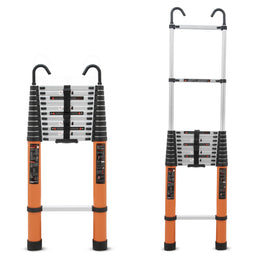 Plantex 4.6m (15 ft.) Aluminium Telescopic Ladder/12-Step Portable Ladder with Removable Hooks/Foldable Multipurpose Collapsible Ladder for Home & Outdoor Use/2 Year of Warranty by Plantex - (Orange)
