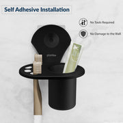 Plantex Royal Self Adhesive Stainless Steel Tooth Brush Holder/Tumbler Holder/Bathroom Accessories (Black, Powder Coated)