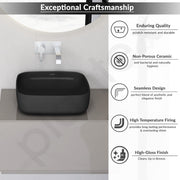 Plantex Ceramic Wall-hung Commode with Table-Top Wash Basin for Bathroom/Rimless Washdown Western Toilet/Bathroom Wash Basin - P Trap Commode - Black