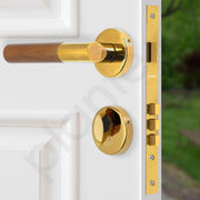 Plantex Premium Door Lock with 3 Years of Warranty/Main Door Lock for Home/Mortise Lock for Door - Main Door Lock Set (PVD Gold & Wood Finish)