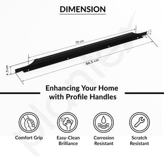 Plantex Profile Handle for Kitchen Cabinet/34 Inch Alluminium Drawer Profile Handle/Wardrobe Pull Handle for Home/Office/Hotel - Pack of 3 (Black)