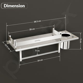 Plantex Stainless Steel Bathroom Shelf/Multipurpose Bathroom Shelf for Wall/Attached Tumbler and Napkin Holder for WashBasin(15 Inches)