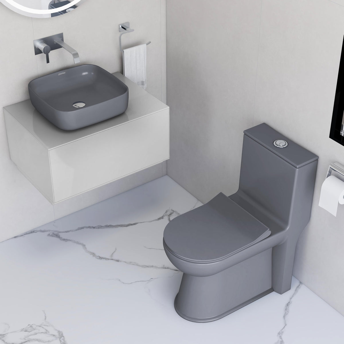 Plantex Ceramic One-Piece Commode for Toilet with Tabletop Wash Basin ...