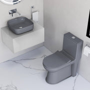 Plantex Ceramic One-Piece Commode for Toilet with Tabletop Wash Basin for Bathroom/Rimless Western Toilet/Bathroom Wash Basin/S Trap Commode - Smoke