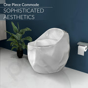 Plantex Imported Ceramic Commode Toilet/Rim Siphonic Commode for Btahroom/One Piece Western Toilet with Soft Close Toilet Seat Cover - S Trap Outlet (Oval- Glossy White)