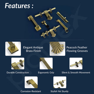 Plantex Stainless Steel Door Kit for Single Door/Door Accessories (10-inch Al-Drop,8-inch Latch,2 Handles of 8 and 7 Inch,7-inch Tower Bolt and 4-inch Door Stopper- (Brass Antique)